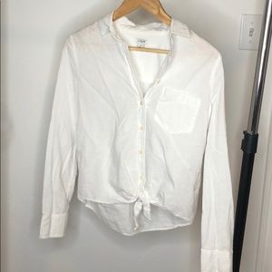 J Crew White front Tie Blouse